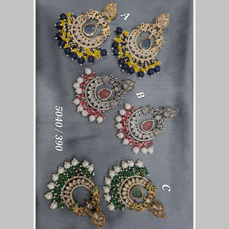 Deep Enterprises Kundan Stone And Beads Dangler Earrings