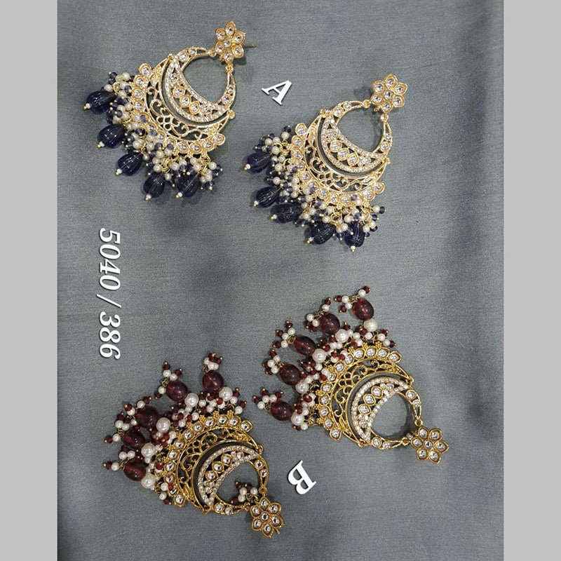 Deep Enterprises Kundan Stone And Beads Dangler Earrings