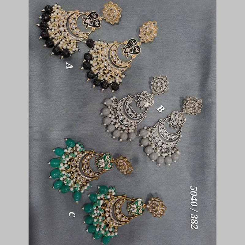 Deep Enterprises Kundan Stone And Beads Dangler Earrings