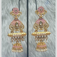 Infinity Jewels Gold Plated Crystal Stone And Meenakari Jhumki Earrings