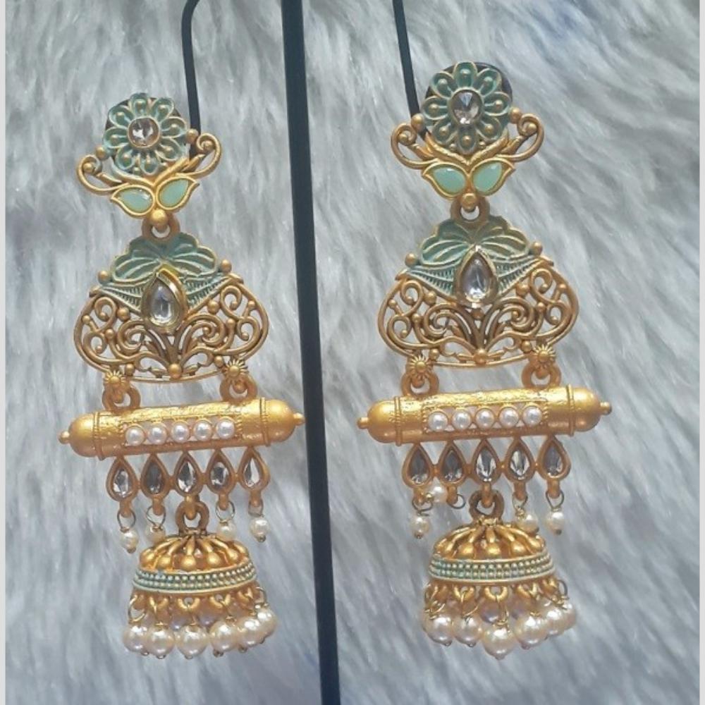 Infinity Jewels Gold Plated Crystal Stone And Meenakari Jhumki Earrings