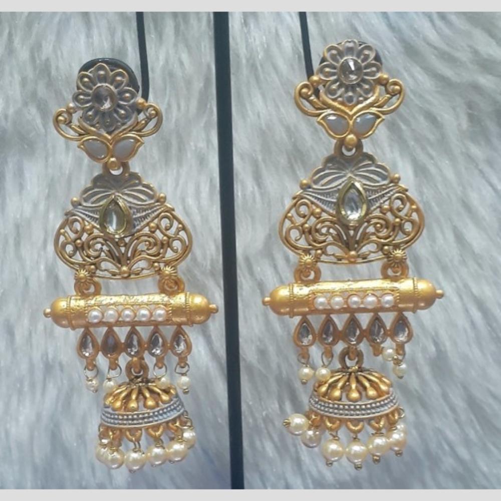 Infinity Jewels Gold Plated Crystal Stone And Meenakari Jhumki Earrings