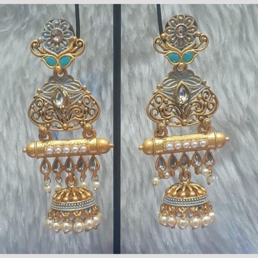 Infinity Jewels Gold Plated Crystal Stone And Meenakari Jhumki Earrings