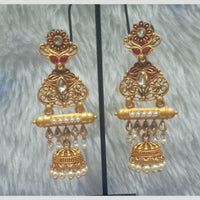 Infinity Jewels Gold Plated Crystal Stone And Meenakari Jhumki Earrings