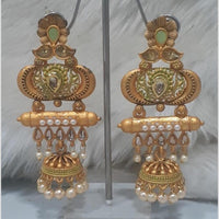 Infinity Jewels Gold Plated Crystal Stone And Meenakari Jhumki Earrings