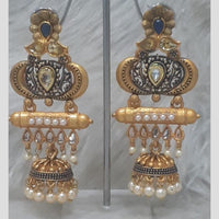 Infinity Jewels Gold Plated Crystal Stone And Meenakari Jhumki Earrings