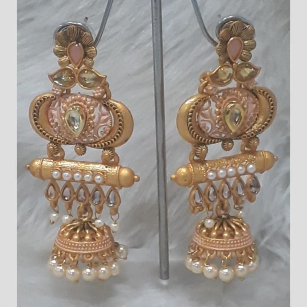 Infinity Jewels Gold Plated Crystal Stone And Meenakari Jhumki Earrings