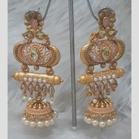 Infinity Jewels Gold Plated Crystal Stone And Meenakari Jhumki Earrings