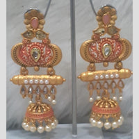 Infinity Jewels Gold Plated Crystal Stone And Meenakari Jhumki Earrings