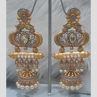 Infinity Jewels Gold Plated Crystal Stone And Meenakari Jhumki Earrings