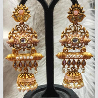 Infinity Jewels Gold Plated Crystal Stone And Meenakari Jhumki Earrings