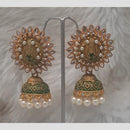 Infinity Jewels Gold Plated Crystal Stone And Meenakari Jhumki Earrings