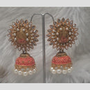 Infinity Jewels Gold Plated Crystal Stone And Meenakari Jhumki Earrings