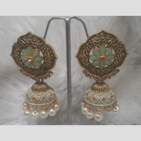 Infinity Jewels Gold Plated Crystal Stone And Meenakari Jhumki Earrings