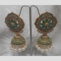 Infinity Jewels Gold Plated Crystal Stone And Meenakari Jhumki Earrings