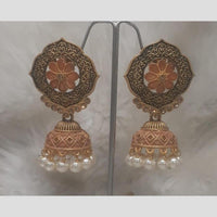 Infinity Jewels Gold Plated Crystal Stone And Meenakari Jhumki Earrings