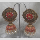 Infinity Jewels Gold Plated Crystal Stone And Meenakari Jhumki Earrings