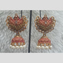 Infinity Jewels Gold Plated Crystal Stone And Meenakari Jhumki Earrings