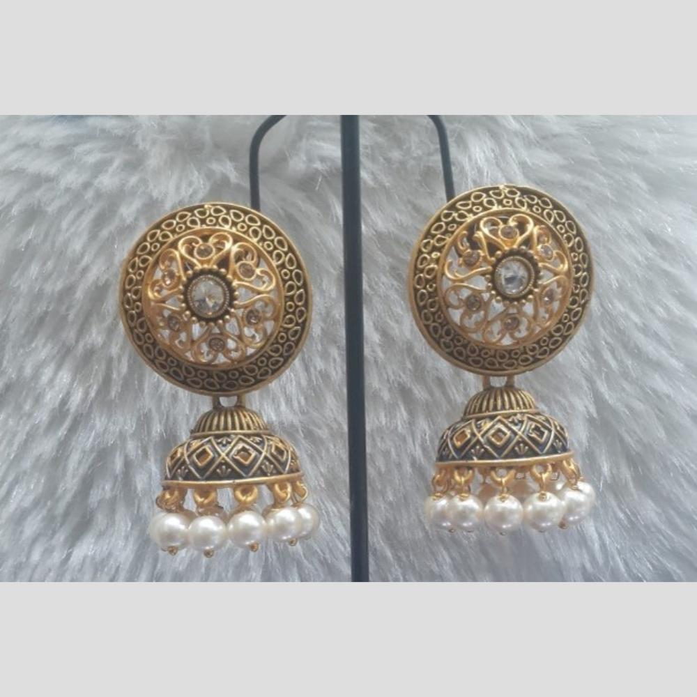 Infinity Jewels Gold Plated Crystal Stone And Meenakari Jhumki Earrings