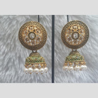 Infinity Jewels Gold Plated Crystal Stone And Meenakari Jhumki Earrings