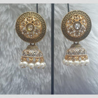 Infinity Jewels Gold Plated Crystal Stone And Meenakari Jhumki Earrings