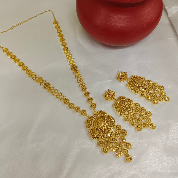 Neu Gold Designer Forming Gold Long Necklace Set