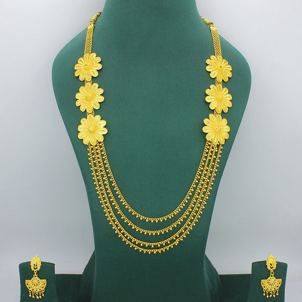 Mahavir Gold Plated Multi Layer Long Necklace Set