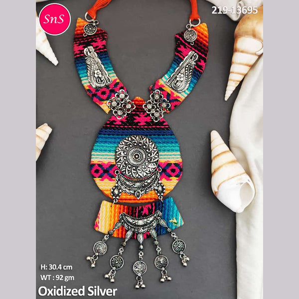 Everlasting Quality Jewels Oxidised Plated Cloth Necklace Set
