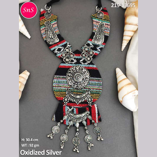 Everlasting Quality Jewels Oxidised Plated Cloth Necklace Set
