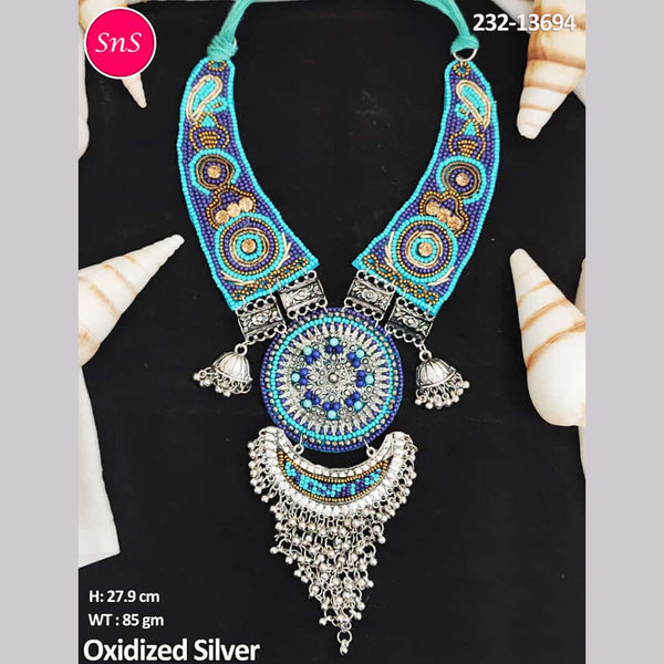 Everlasting Quality Jewels Oxidised Plated Cloth Necklace Set