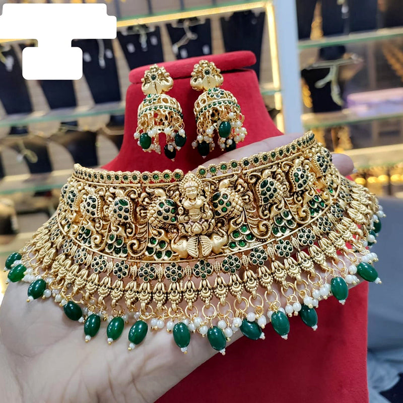 Everlasting Quality Jewels Pota Stone Temple Choker Necklace Set