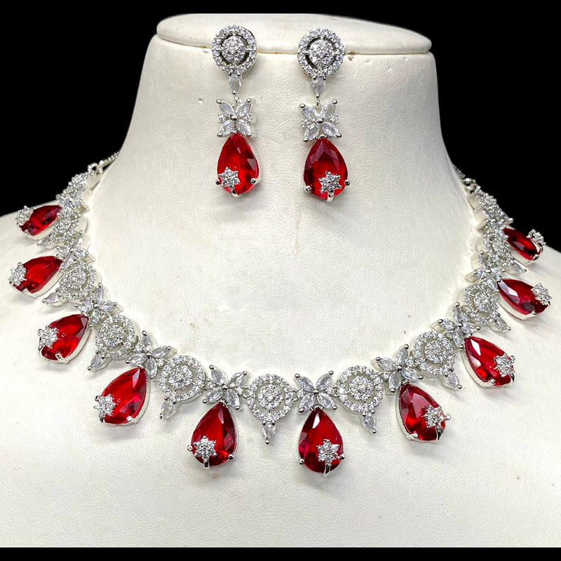 Everlasting Quality Jewels Silver Plated AD Necklace Set