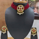 Everlasting Quality Jewels Gold Plated Kundan And Beads Choker Necklace Set