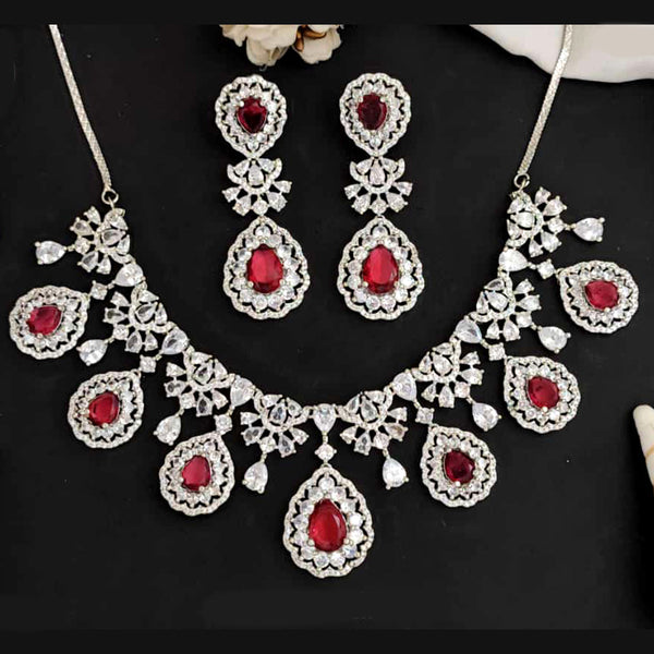 Everlasting Quality Jewels Silver Plated Crystal Stone Necklace Set