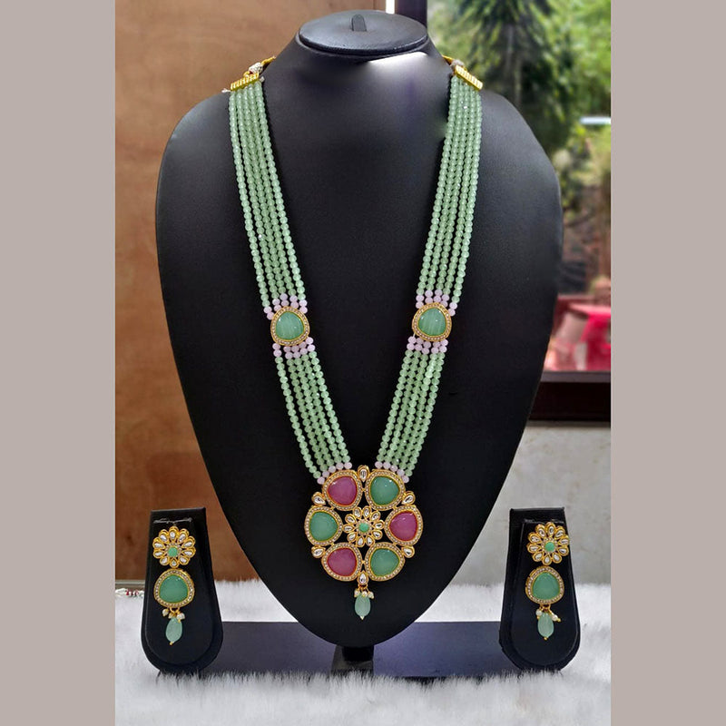 Everlasting Quality Jewels Gold Plated Kundan And Pearl Long Necklace Set