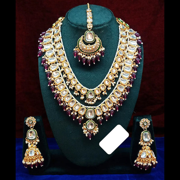 Everlasting Quality Jewels Gold Plated Kundan And Pearls Necklace Set