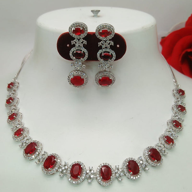 Everlasting Quality Jewels Silver Plated AD Necklace Set