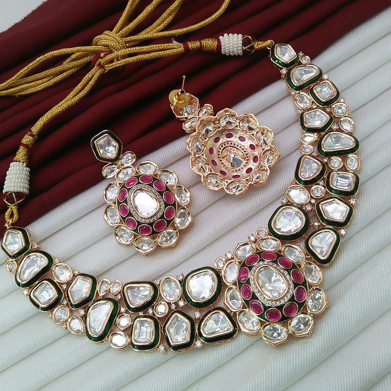 Everlasting Quality Jewels Gold Plated Polki Kundan Necklace Set