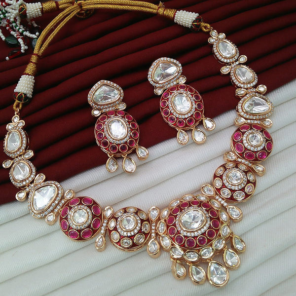 Everlasting Quality Jewels Gold Plated Polki Kundan Necklace Set