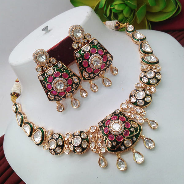 Everlasting Quality Jewels Gold Plated Polki Kundan Necklace Set