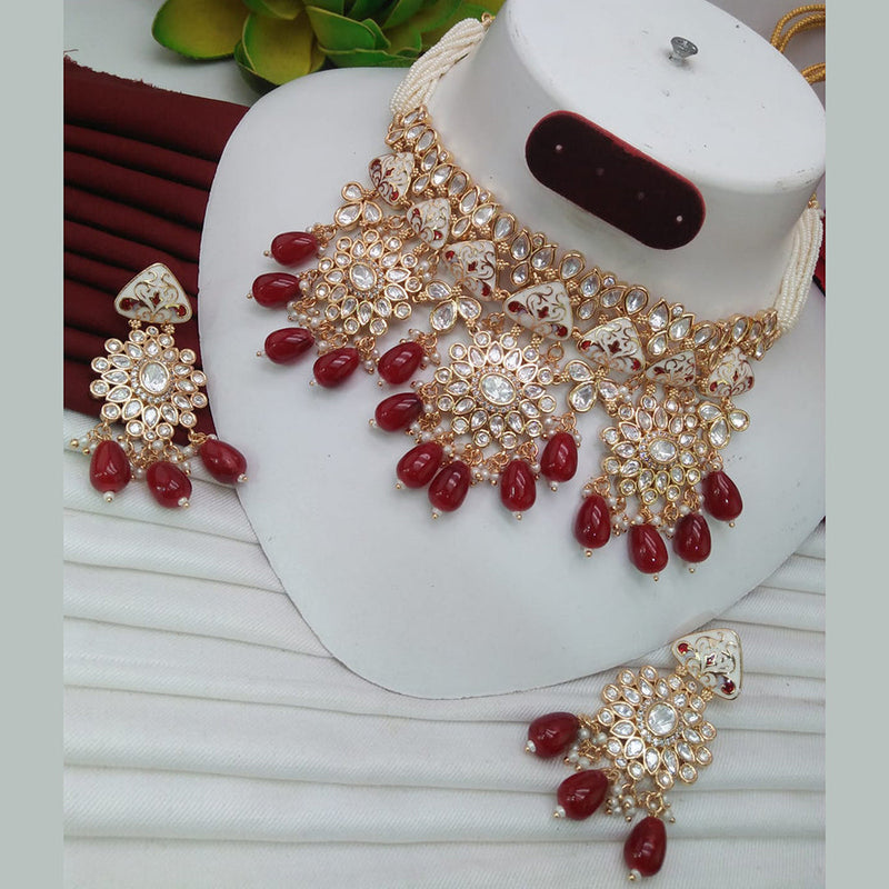 Everlasting Quality Jewels Gold Plated Polki Kundan Necklace Set