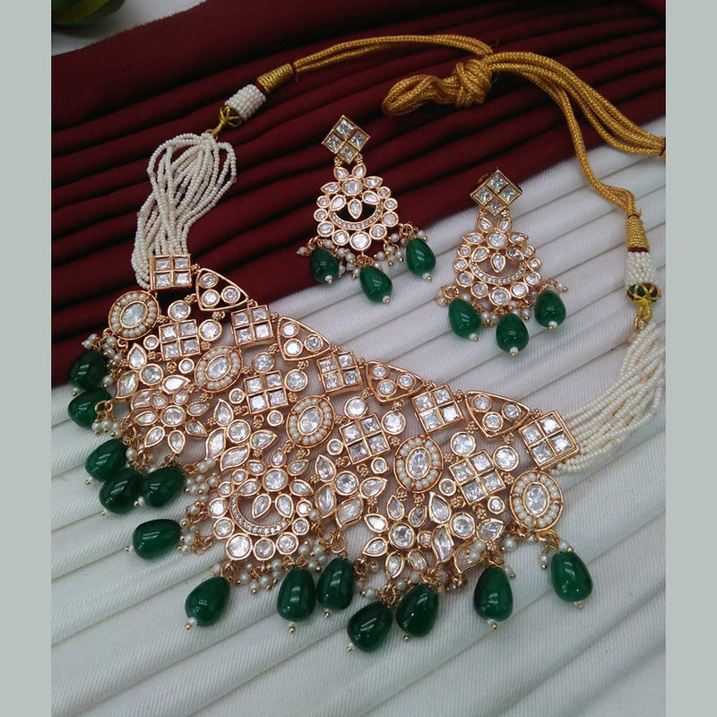 Everlasting Quality Jewels Gold Plated Polki Kundan Necklace Set