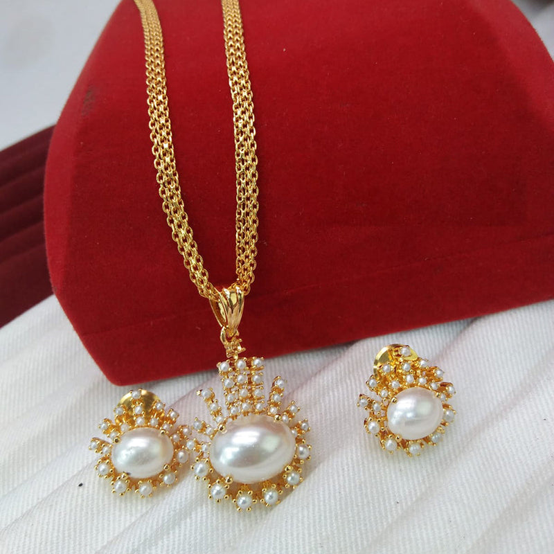 Everlasting Quality Jewels Gold Plated Pearl Chain Pendant Set