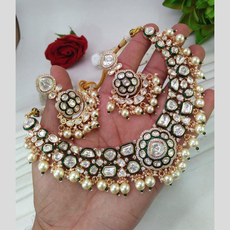 Everlasting Quality Jewels Gold Plated Polki Kundan Necklace Set