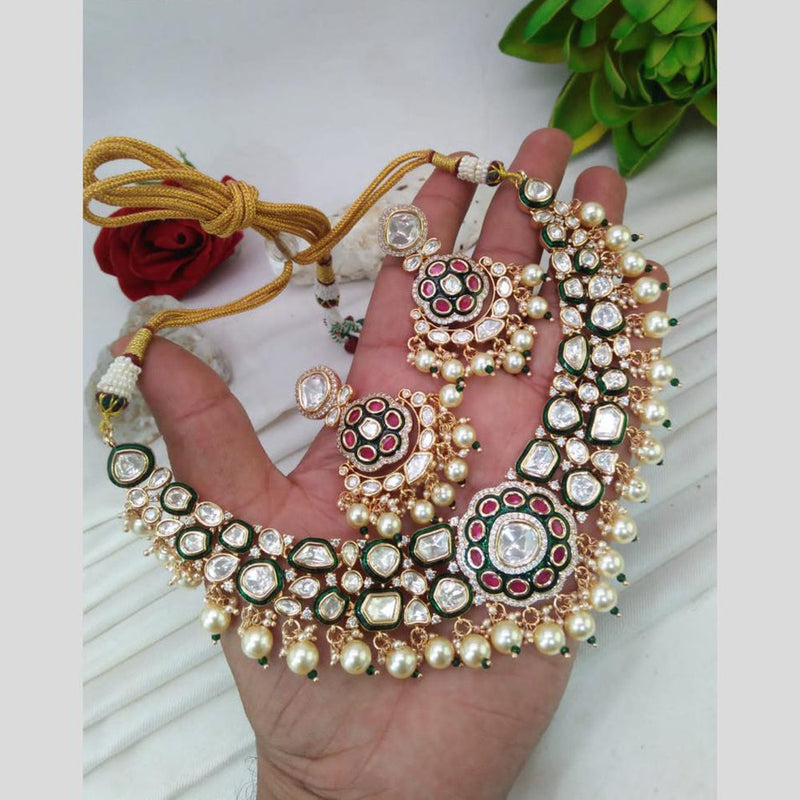 Everlasting Quality Jewels Gold Plated Polki Kundan Necklace Set