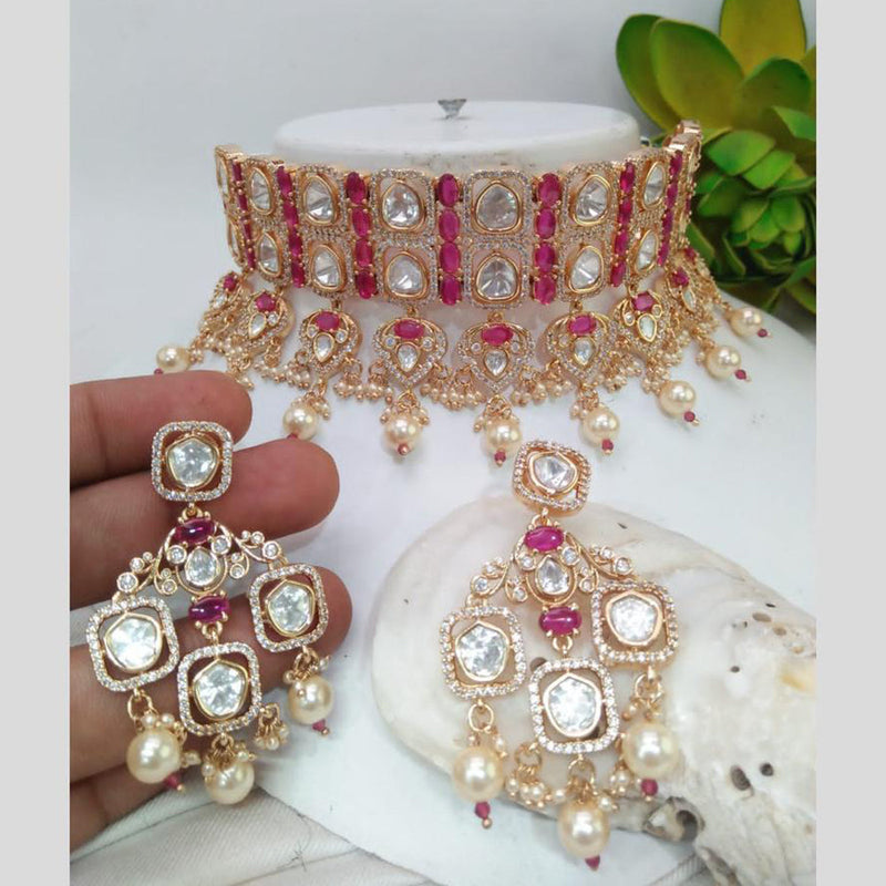 Everlasting Quality Jewels Gold Plated Polki Kundan Choker Necklace Set