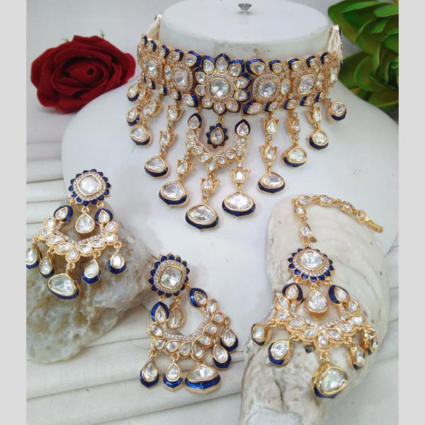 Everlasting Quality Jewels Gold Plated Polki Kundan Choker Necklace Set