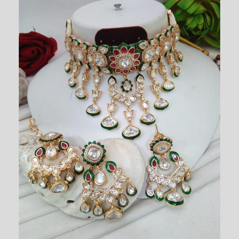 Everlasting Quality Jewels Gold Plated Polki Kundan Choker Necklace Set