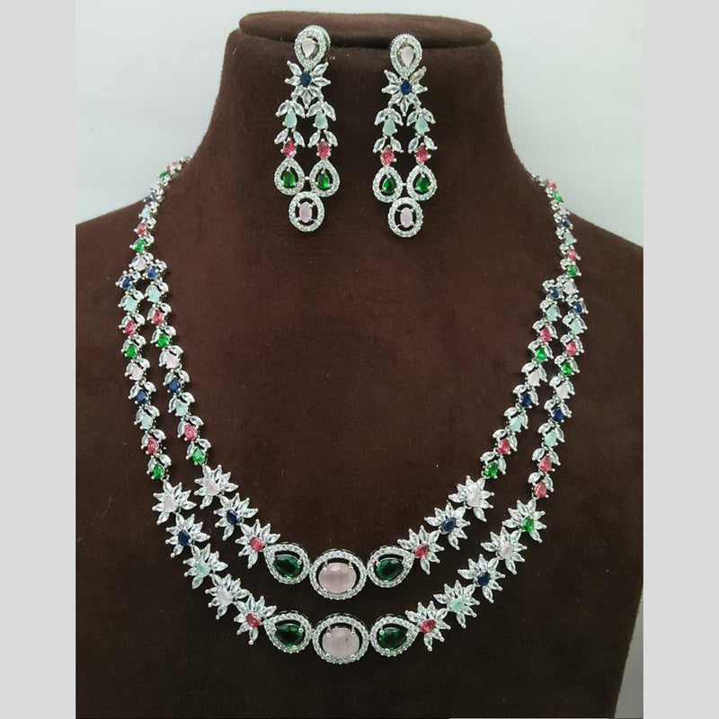 Everlasting Quality Jewels Silver Plated AD Necklace Set