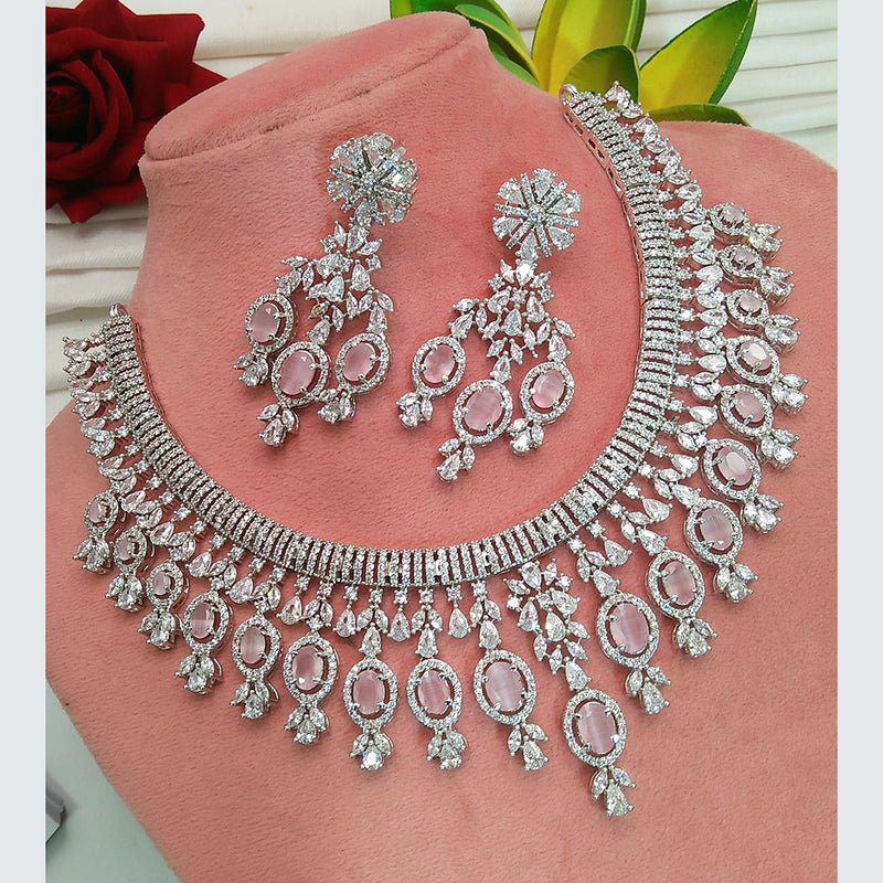 Everlasting Quality Jewels Silver Plated AD Necklace Set